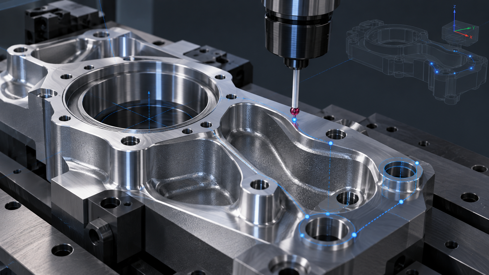 Apalpador verificando pontos no modelo 3D