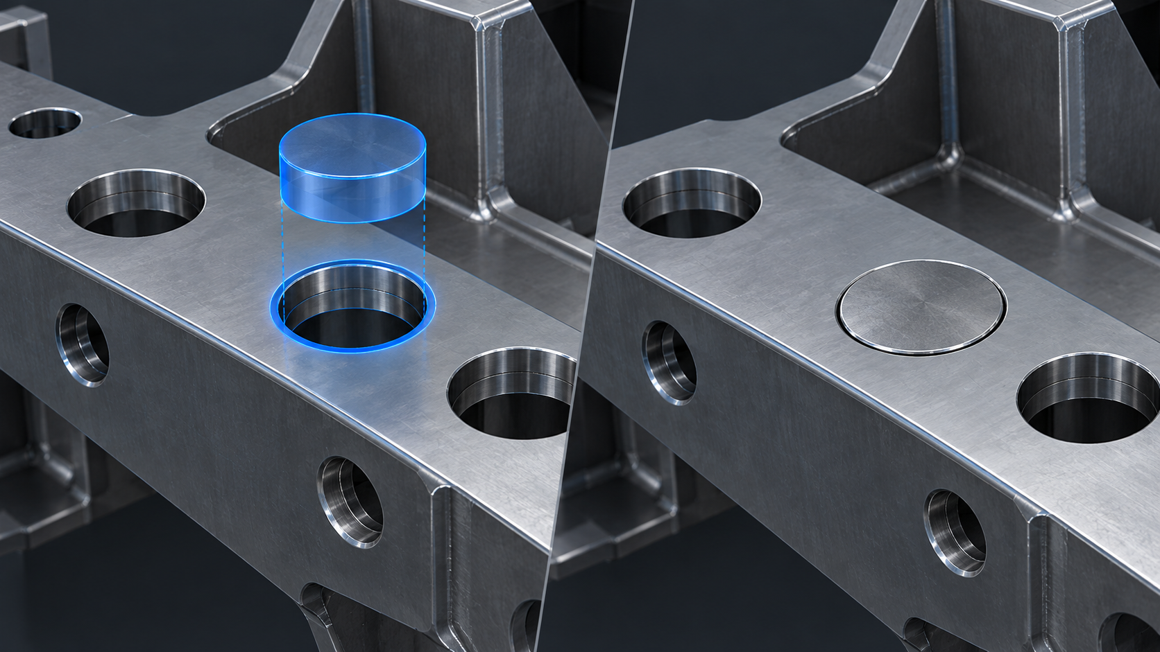 Furos sendo fechados no modelo 3D